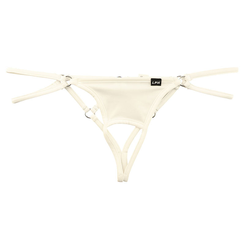 Men's Front Open Strappy Thong Bikini with E6000 Fabric 721068