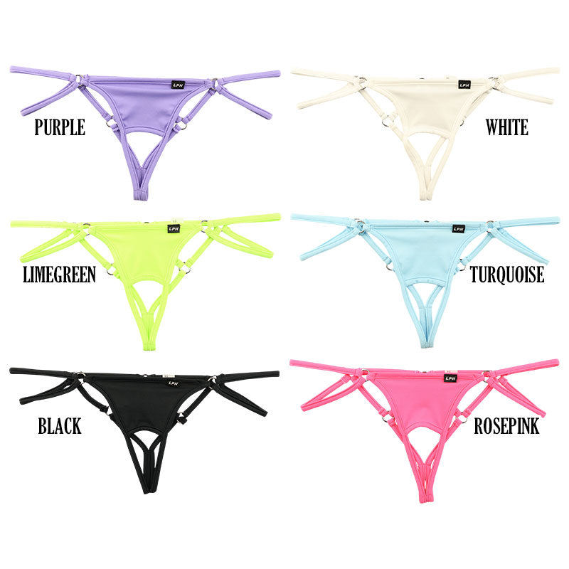 Men's Front Open Strappy Thong Bikini with E6000 Fabric 721068