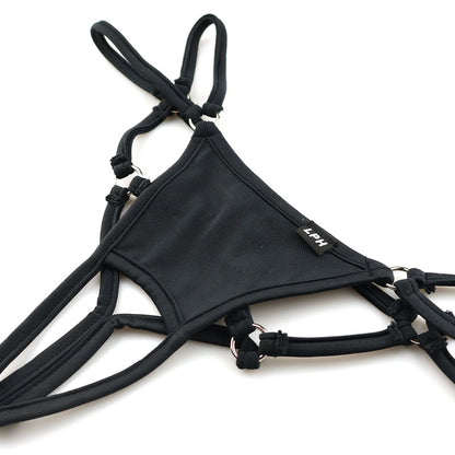 Men's Front Open Strappy Thong Bikini with E6000 Fabric 721068