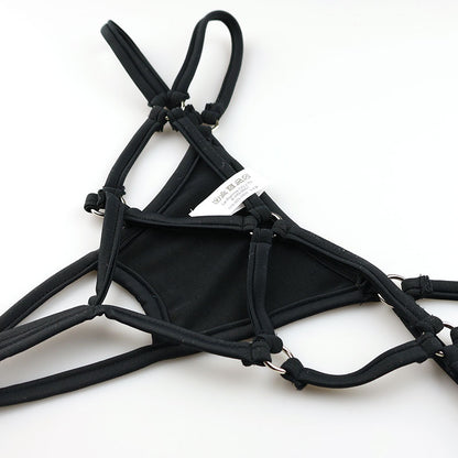 Men's Front Open Strappy Thong Bikini with E6000 Fabric 721068