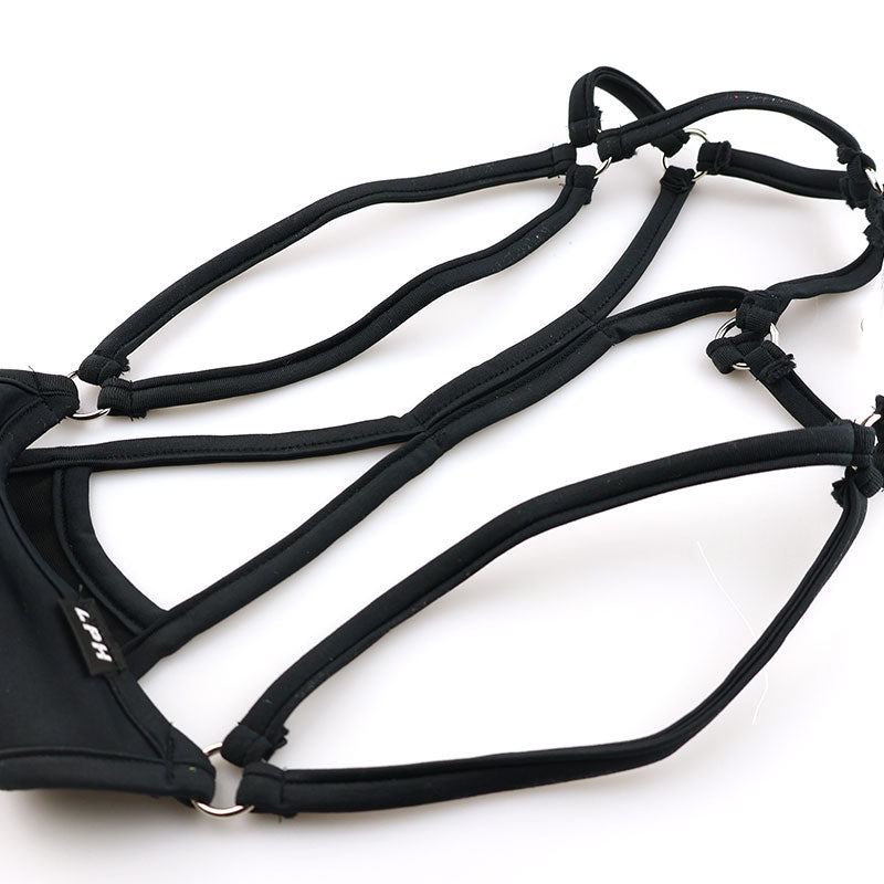 Men's Front Open Strappy Thong Bikini with E6000 Fabric 721068
