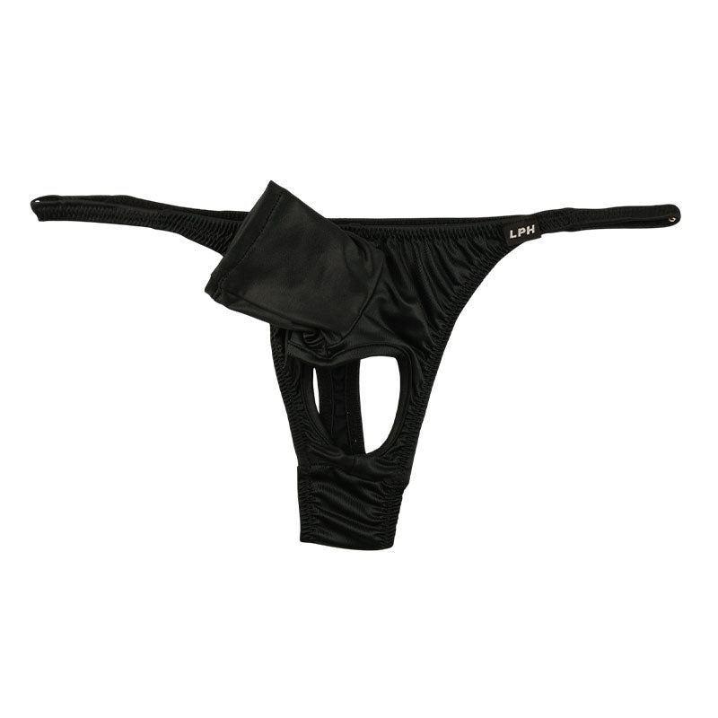 メンズ Tバックビキニ 光沢WET K2S生地 貫通型ゾウさん オープンポーチ 開放感 722010