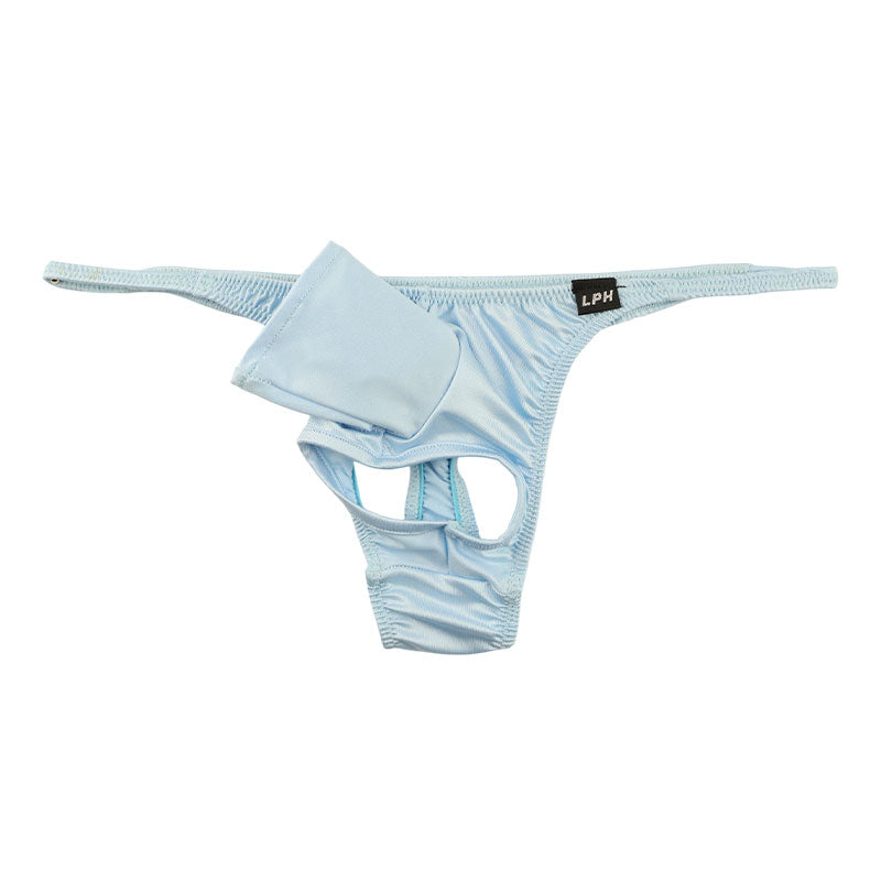 メンズ Tバックビキニ 光沢WET K2S生地 貫通型ゾウさん オープンポーチ 開放感 722010