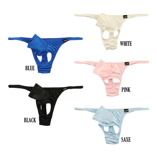Men's T-back Bikini, Glossy WET K2S Fabric, Elephant Design with Open Pouch, Open Feel, 722010