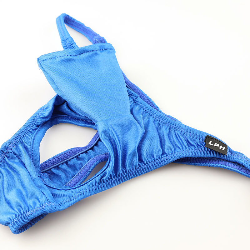 メンズ Tバックビキニ 光沢WET K2S生地 貫通型ゾウさん オープンポーチ 開放感 722010