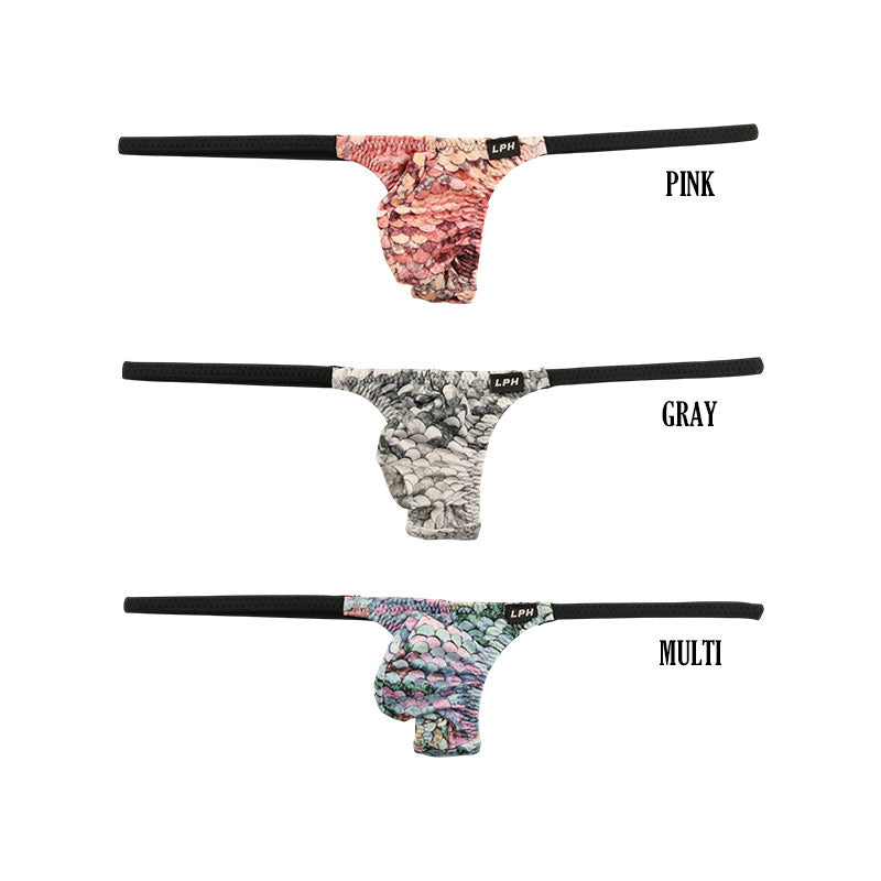 メンズ スパンコール風プリント メンズTバック 極小ビキニ 3Dポーチ 722034