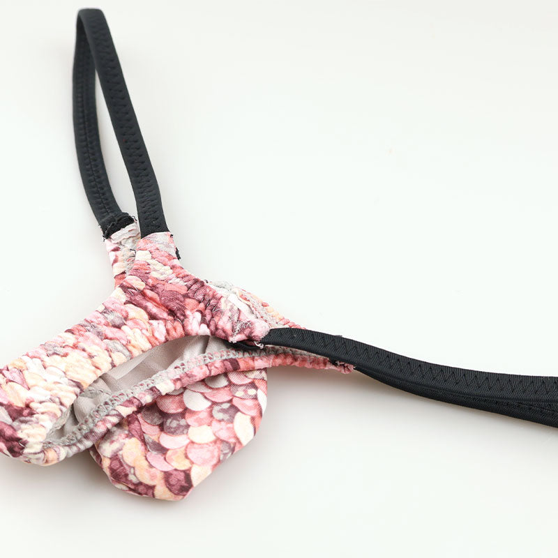 メンズ スパンコール風プリント メンズTバック 極小ビキニ 3Dポーチ 722034