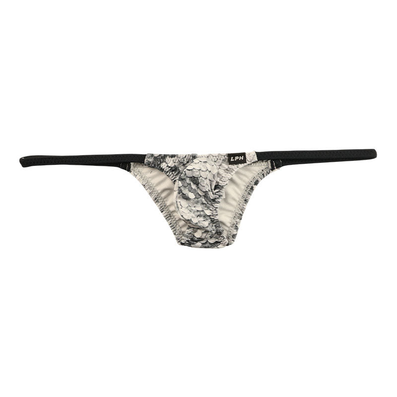 メンズ スパンコール風プリント メンズハーフバック 極小ビキニ 3Dポーチ 722035