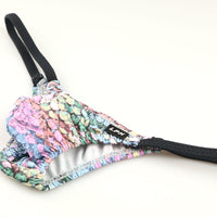 メンズ スパンコール風プリント メンズハーフバック 極小ビキニ 3Dポーチ 722035