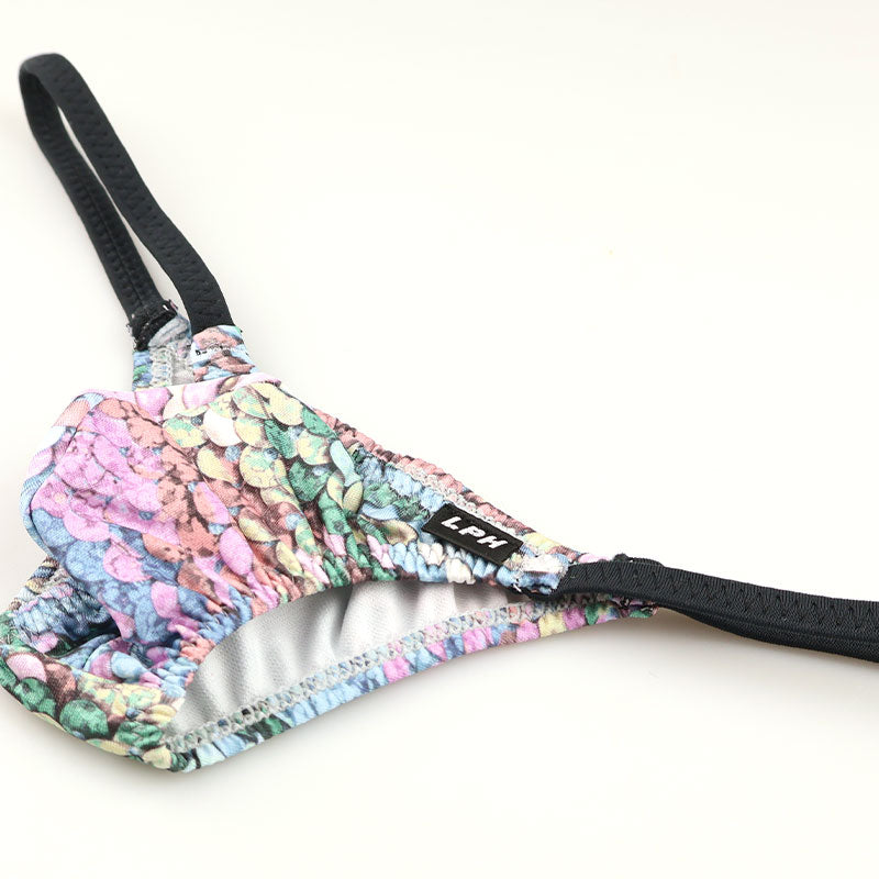 メンズ スパンコール風プリント メンズハーフバック 極小ビキニ 3Dポーチ 722035