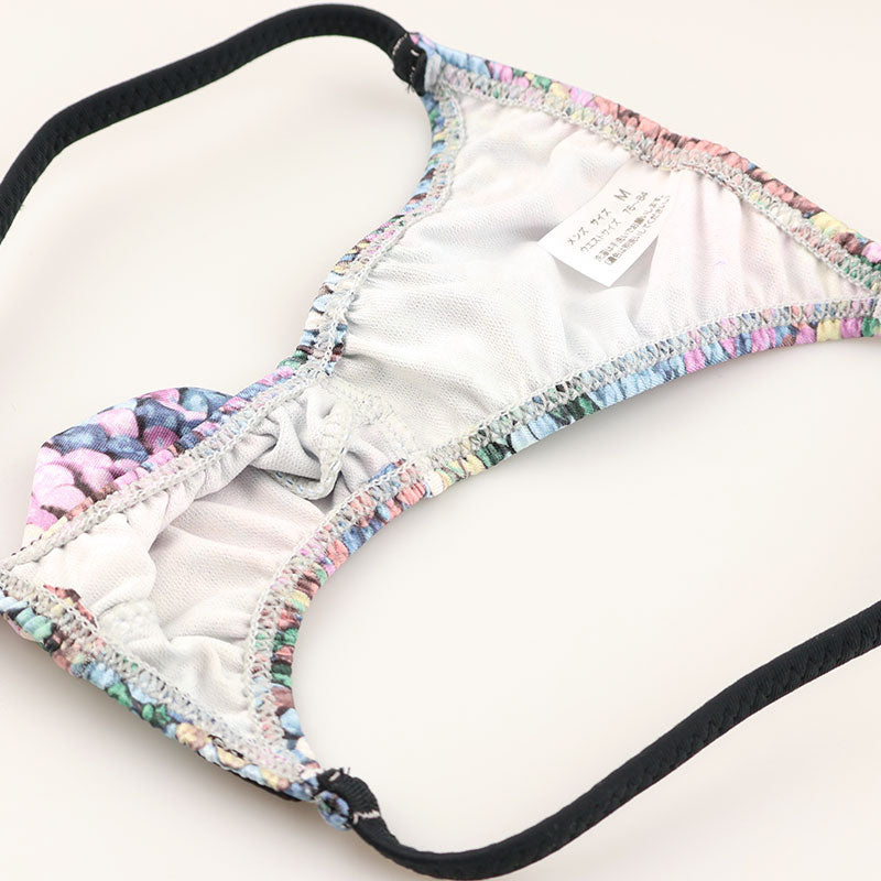 メンズ スパンコール風プリント メンズハーフバック 極小ビキニ 3Dポーチ 722035