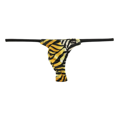 Men's Silky T-Back Bikini with 3D Pouch and Zebra Print, 723032