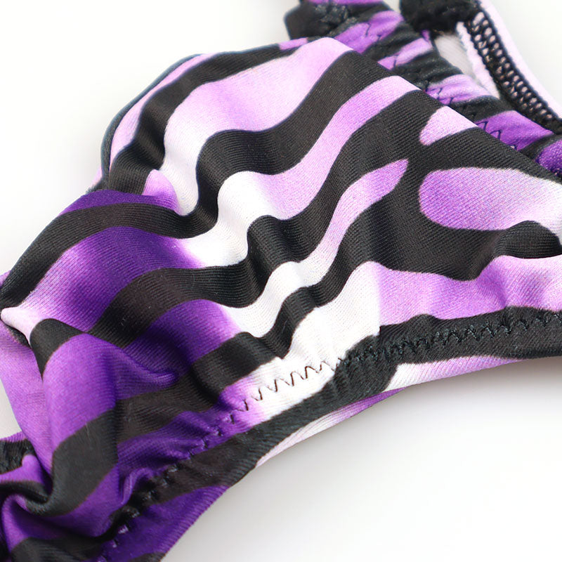 メンズ シルキー素材 メンズTバックビキニ 3Dポーチ ゼブラ柄 723032