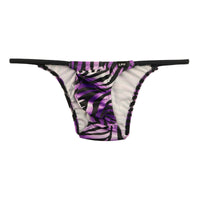 メンズ シルキー素材 メンズハーフバックビキニ 3Dポーチ ゼブラ柄 723033