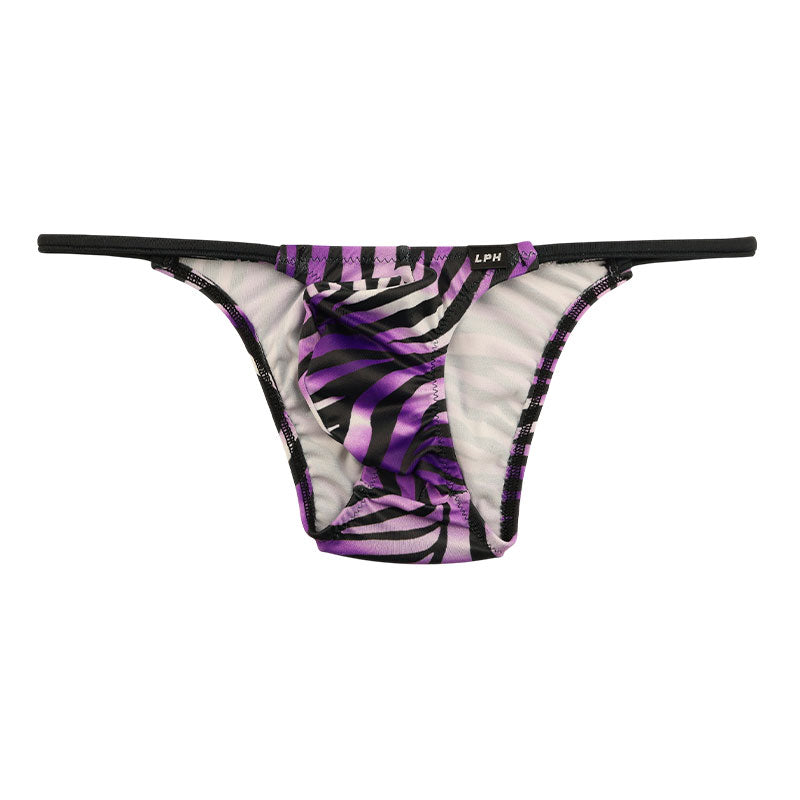 メンズ シルキー素材 メンズハーフバックビキニ 3Dポーチ ゼブラ柄 723033