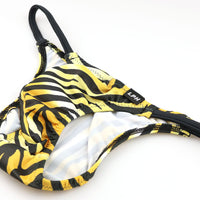 メンズ シルキー素材 メンズハーフバックビキニ 3Dポーチ ゼブラ柄 723033