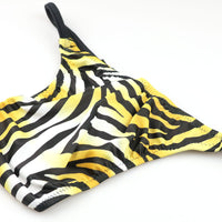 メンズ シルキー素材 メンズハーフバックビキニ 3Dポーチ ゼブラ柄 723033