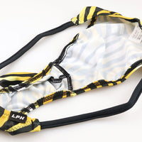 メンズ シルキー素材 メンズハーフバックビキニ 3Dポーチ ゼブラ柄 723033