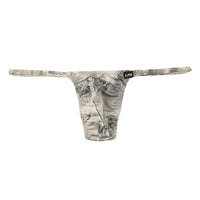 メンズ Tバックショーツ ダメージデニム風プリント ストレッチ生地  脇細デザイン 723039