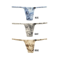 メンズ Tバックショーツ ダメージデニム風プリント ストレッチ生地  脇細デザイン 723039