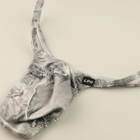 メンズ Tバックショーツ ダメージデニム風プリント ストレッチ生地  脇細デザイン 723039