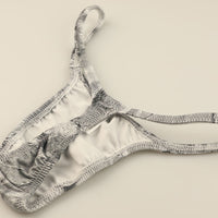 メンズ Tバックショーツ ダメージデニム風プリント ストレッチ生地  脇細デザイン 723039