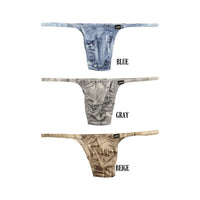 メンズ ハーフバックショーツ ダメージデニム風プリント ストレッチ生地  脇細デザイン 723040