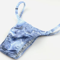 メンズ ハーフバックショーツ ダメージデニム風プリント ストレッチ生地  脇細デザイン 723040