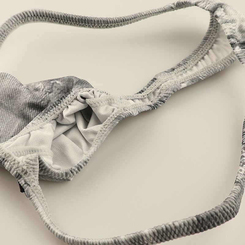 メンズ スタイリッシュ Tバックショーツ 3Dポーチ デニムプリント 快適ストレッチ 723041