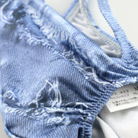 メンズ スタイリッシュ ハーフバックショーツ 3Dポーチ デニムプリント 快適ストレッチ 723042