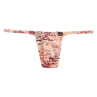 メンズ Tバックビキニ スパンコールプリント ストレッチ生地 脇細デザイン 723047