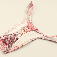 メンズ Tバックビキニ スパンコールプリント ストレッチ生地 脇細デザイン 723047