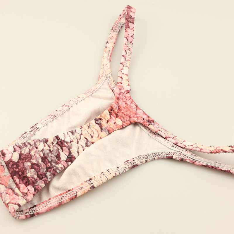 メンズ Tバックビキニ スパンコールプリント ストレッチ生地 脇細デザイン 723047