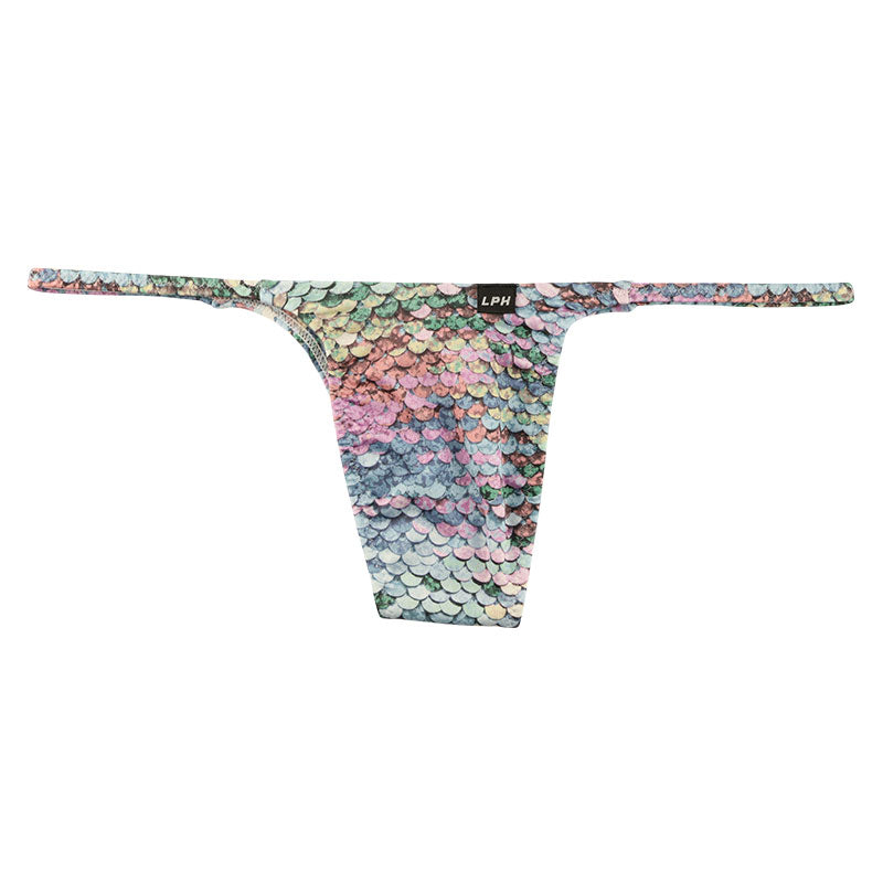 メンズ ハーフバックビキニ スパンコールプリント ストレッチ生地 脇細デザイン 723048