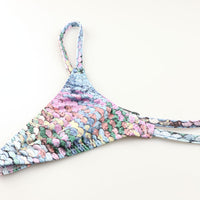 ユニセックス Tバック 極小ビキニ 微光沢 スパンコールプリント ストレッチ生地 脇重ねデザイン 723053