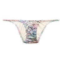 ユニセックス ハーフバック 極小ビキニ 微光沢 スパンコールプリント ストレッチ生地 脇重ねデザイン 723054