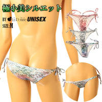 ユニセックス スパンコールプリント 上品微光沢ユニセックス極小脇ヒモハーフバック 723056