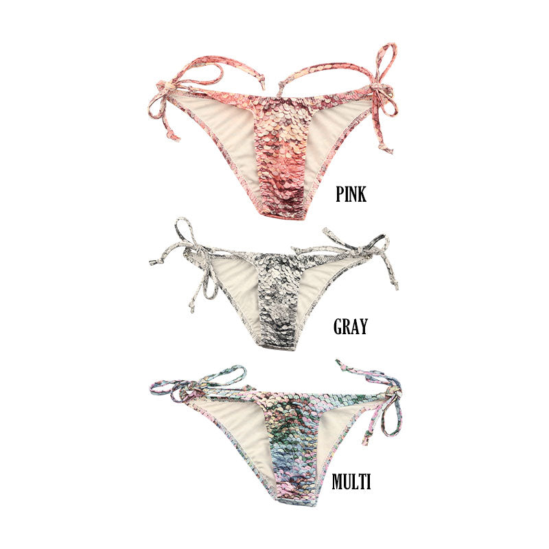 ユニセックス スパンコールプリント 上品微光沢ユニセックス極小脇ヒモハーフバック 723056