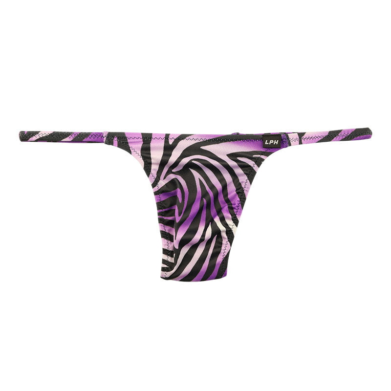 メンズ Tバックビキニ ゼブラ柄 アニマルプリント シルキー素材 高伸縮 シャープタイプ 男性用下着 723058