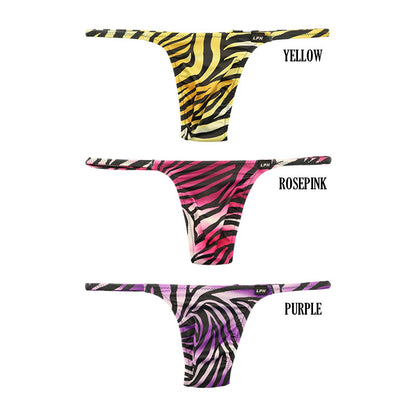 Men's T-back Bikini, Zebra Print, Animal Print, Silky Material, Highly Stretch, Sharp Fit, Men's Underwear, 723058