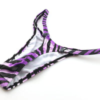 メンズ Tバックビキニ ゼブラ柄 アニマルプリント シルキー素材 高伸縮 シャープタイプ 男性用下着 723058