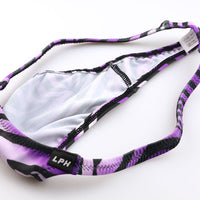 メンズ Tバックビキニ ゼブラ柄 アニマルプリント シルキー素材 高伸縮 シャープタイプ 男性用下着 723058