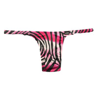 メンズ ハーフバックビキニ ゼブラ柄 アニマルプリント シルキー素材 高伸縮 シャープタイプ 男性用下着 723059