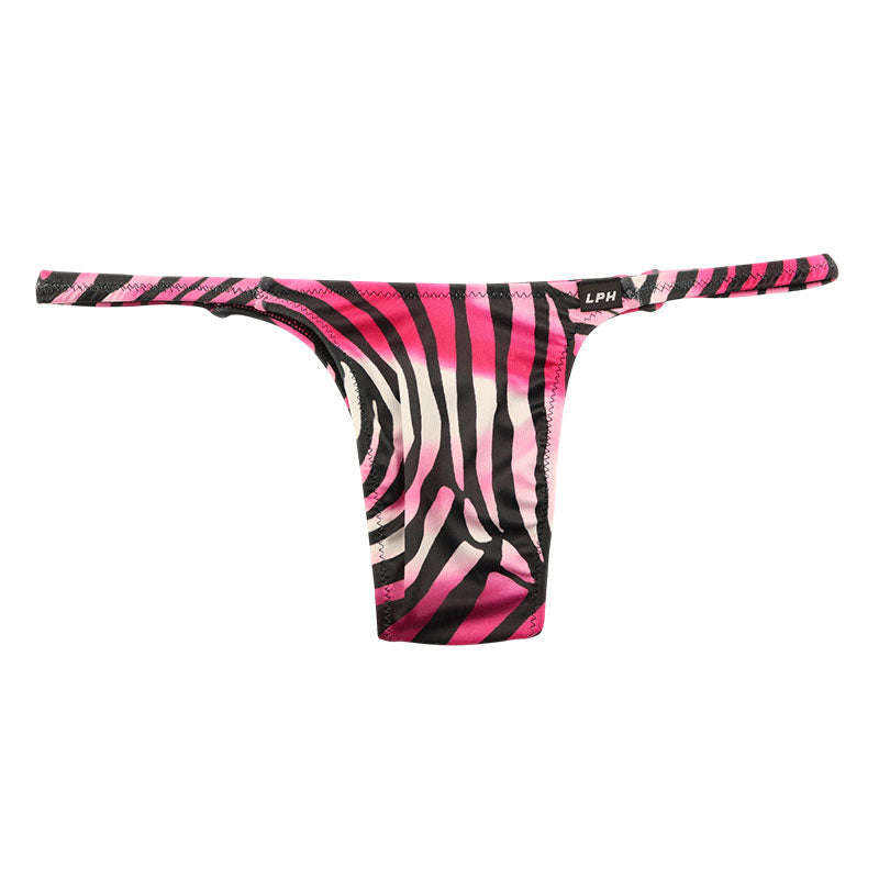 メンズ ハーフバックビキニ ゼブラ柄 アニマルプリント シルキー素材 高伸縮 シャープタイプ 男性用下着 723059