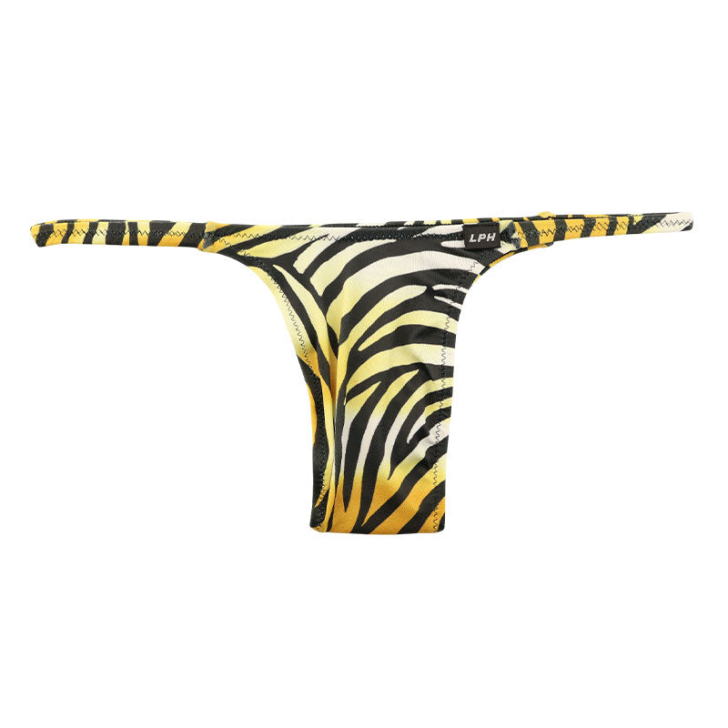 メンズ ハーフバックビキニ ゼブラ柄 アニマルプリント シルキー素材 高伸縮 シャープタイプ 男性用下着 723059