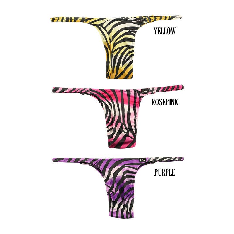 メンズ ハーフバックビキニ ゼブラ柄 アニマルプリント シルキー素材 高伸縮 シャープタイプ 男性用下着 723059