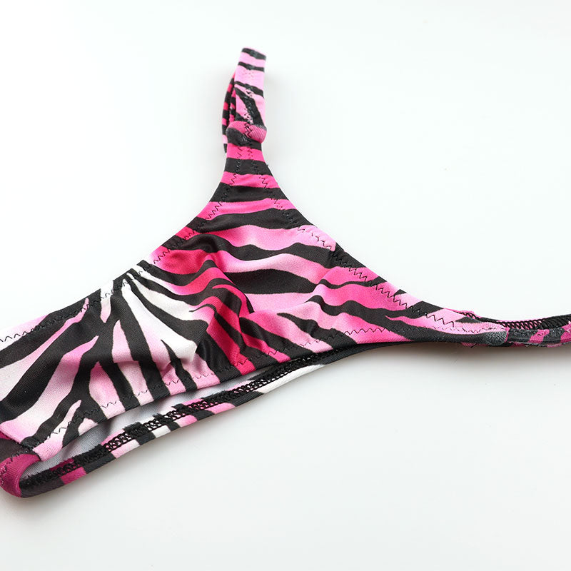 メンズ ハーフバックビキニ ゼブラ柄 アニマルプリント シルキー素材 高伸縮 シャープタイプ 男性用下着 723059