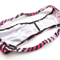 メンズ ハーフバックビキニ ゼブラ柄 アニマルプリント シルキー素材 高伸縮 シャープタイプ 男性用下着 723059