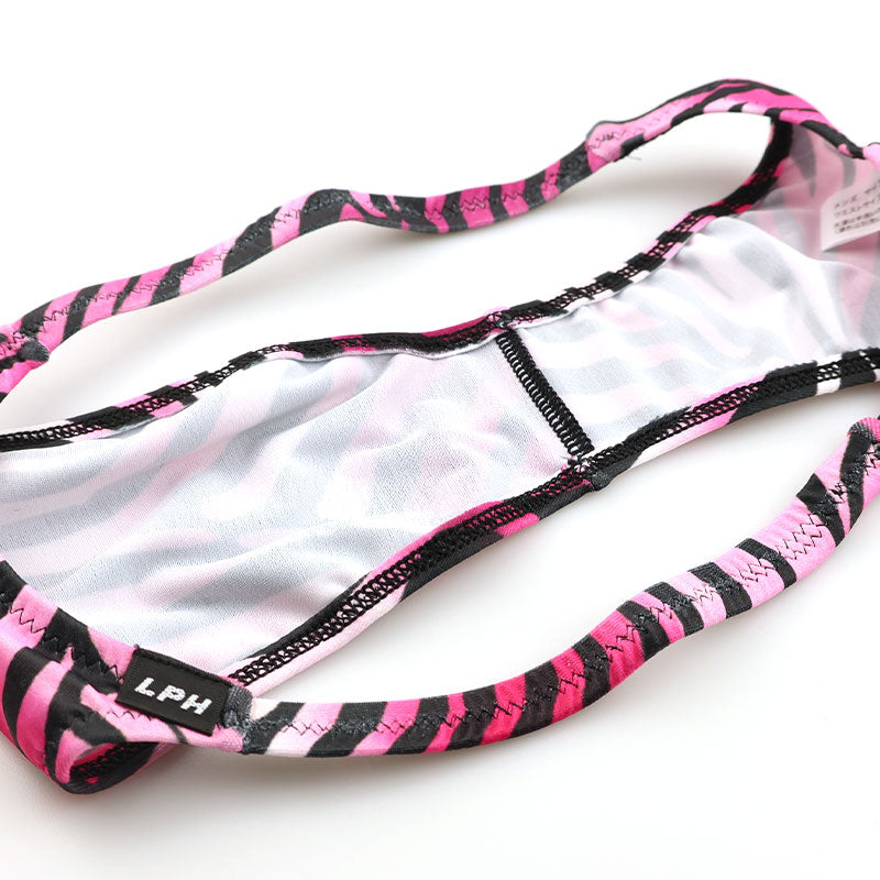 メンズ ハーフバックビキニ ゼブラ柄 アニマルプリント シルキー素材 高伸縮 シャープタイプ 男性用下着 723059