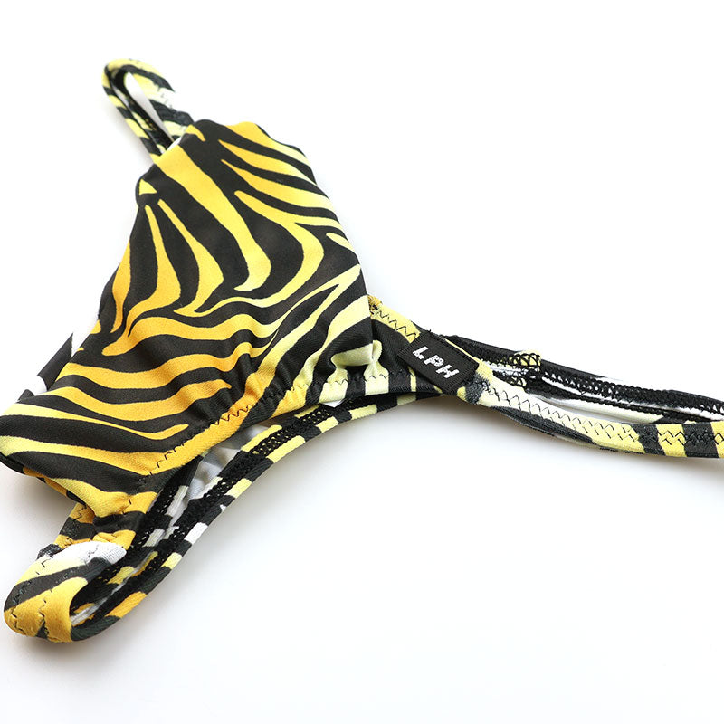 メンズ Tバックビキニ ゼブラ柄 アニマルプリント 上向き立体ポーチ シャープデザイン 下着 723060